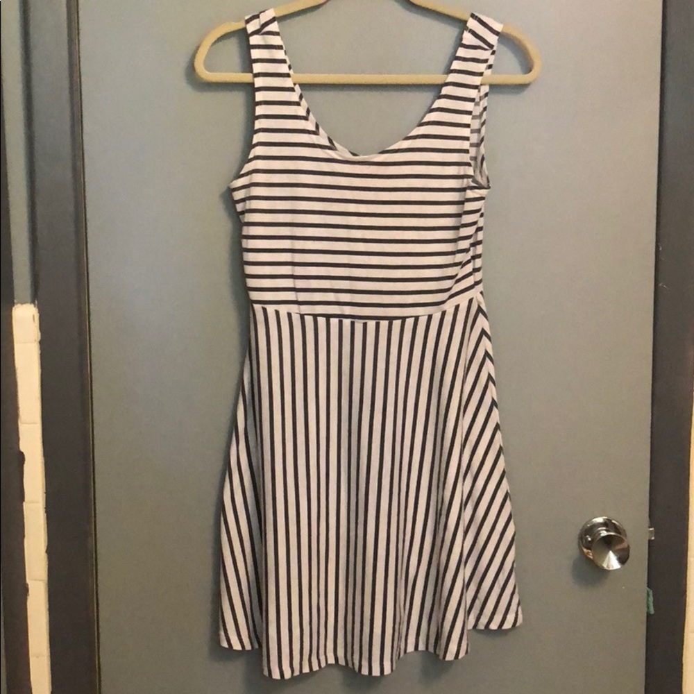 Black and white striped skater dress
